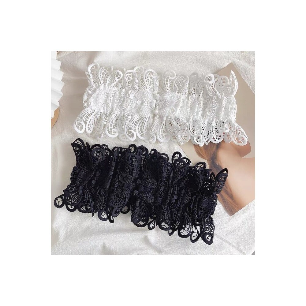 26W0220 W  Lace Puff Buckle Detail Wide Waist Belt One Size - Picture 2 of 2
